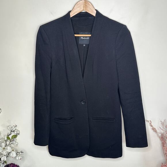 MADEWELL Structured Tribune Blazer Black Minimalistic Sz 2 {3J44} - Picture 3 of 7